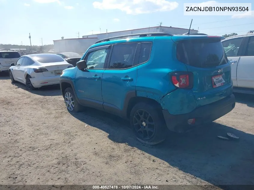 2022 Jeep Renegade Latitude 4X4 VIN: ZACNJDB10NPN93504 Lot: 40527478