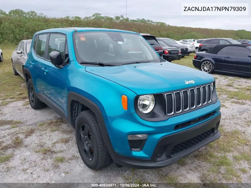 2022 Jeep Renegade Sport VIN: ZACNJDA17NPN79309 Lot: 40534971