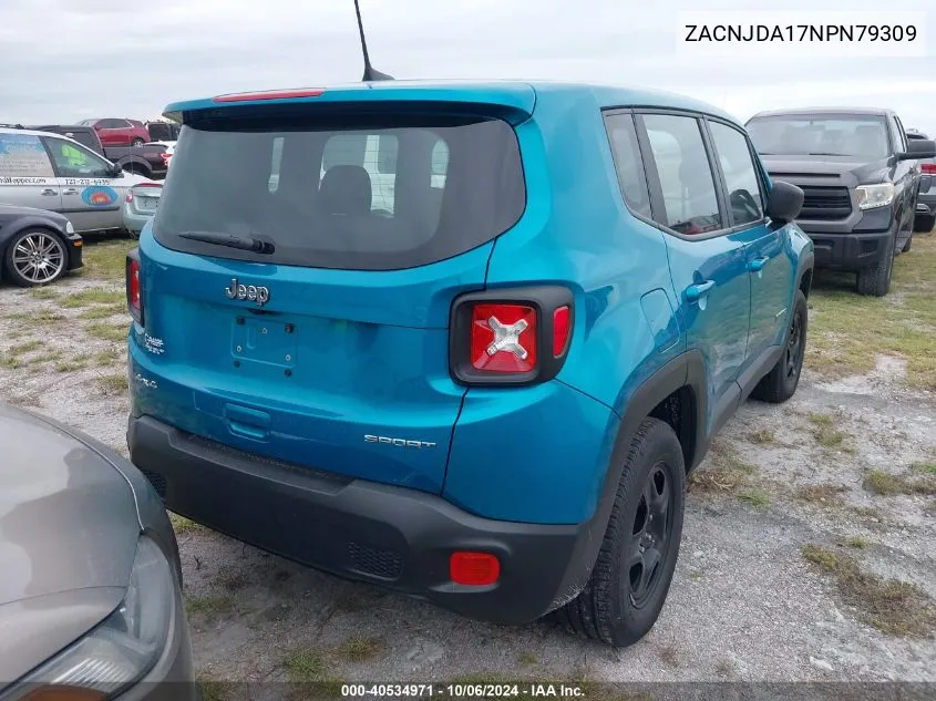 2022 Jeep Renegade Sport VIN: ZACNJDA17NPN79309 Lot: 40534971