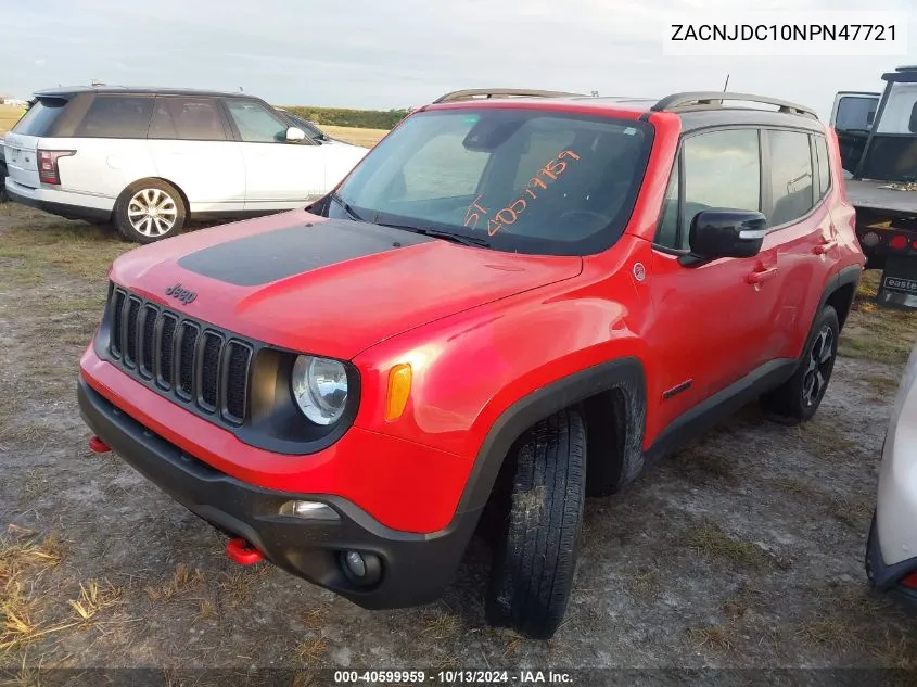 2022 Jeep Renegade Trailhawk 4X4 VIN: ZACNJDC10NPN47721 Lot: 40599959