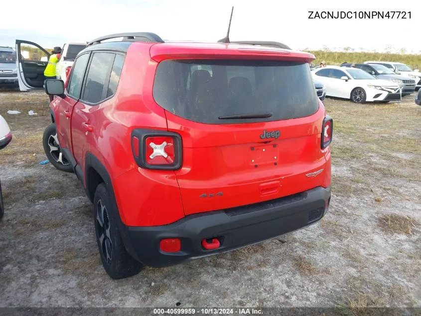 2022 Jeep Renegade Trailhawk 4X4 VIN: ZACNJDC10NPN47721 Lot: 40599959