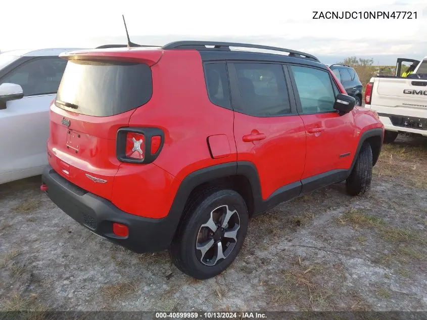 2022 Jeep Renegade Trailhawk 4X4 VIN: ZACNJDC10NPN47721 Lot: 40599959