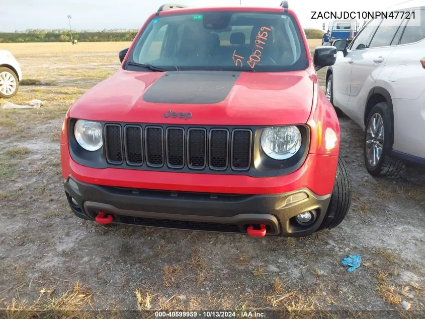 2022 Jeep Renegade Trailhawk 4X4 VIN: ZACNJDC10NPN47721 Lot: 40599959