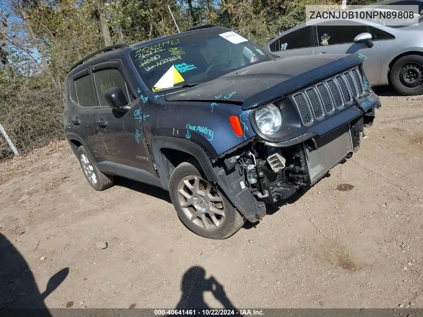 2022 Jeep Renegade Latitude 4X4 VIN: ZACNJDB10NPN89808 Lot: 40641461