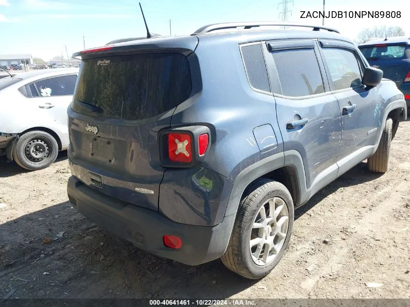 2022 Jeep Renegade Latitude 4X4 VIN: ZACNJDB10NPN89808 Lot: 40641461