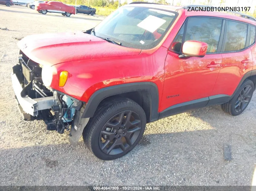 2022 Jeep Renegade Latitude VIN: ZACNJDB10NPN83197 Lot: 40647909