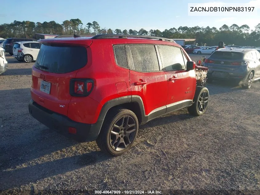 2022 Jeep Renegade Latitude VIN: ZACNJDB10NPN83197 Lot: 40647909