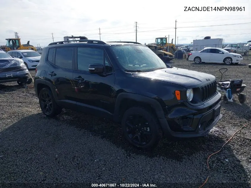 2022 Jeep Renegade Altitude 4X4 VIN: ZACNJDE14NPN98961 Lot: 40671867