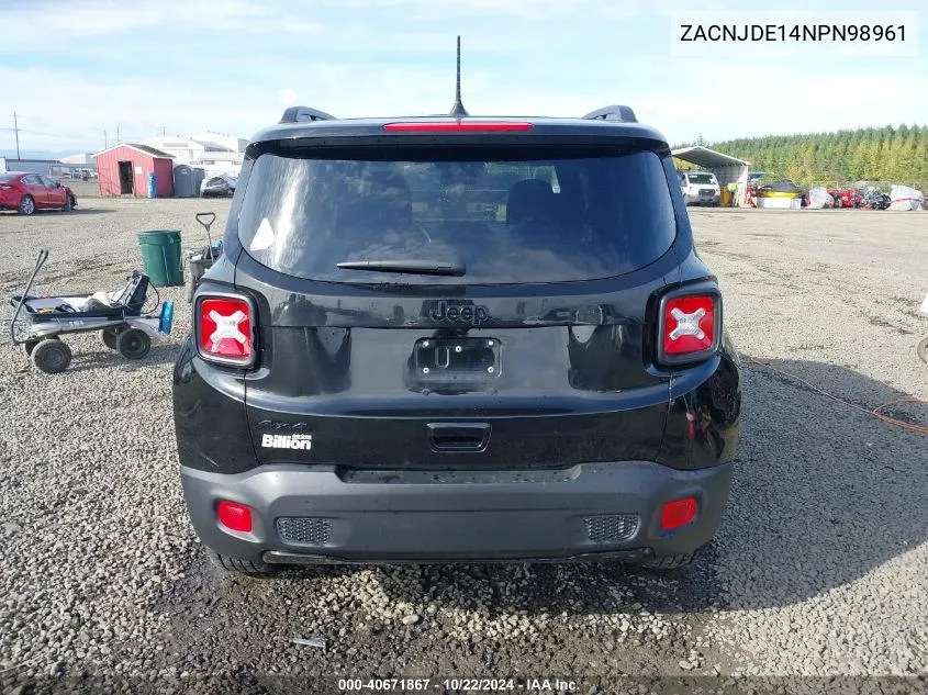 2022 Jeep Renegade Altitude 4X4 VIN: ZACNJDE14NPN98961 Lot: 40671867