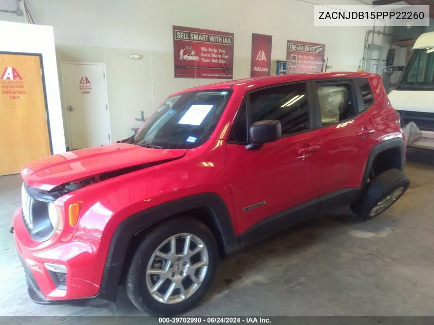 2023 Jeep Renegade Latitude 4X4 VIN: ZACNJDB15PPP22260 Lot: 39702990