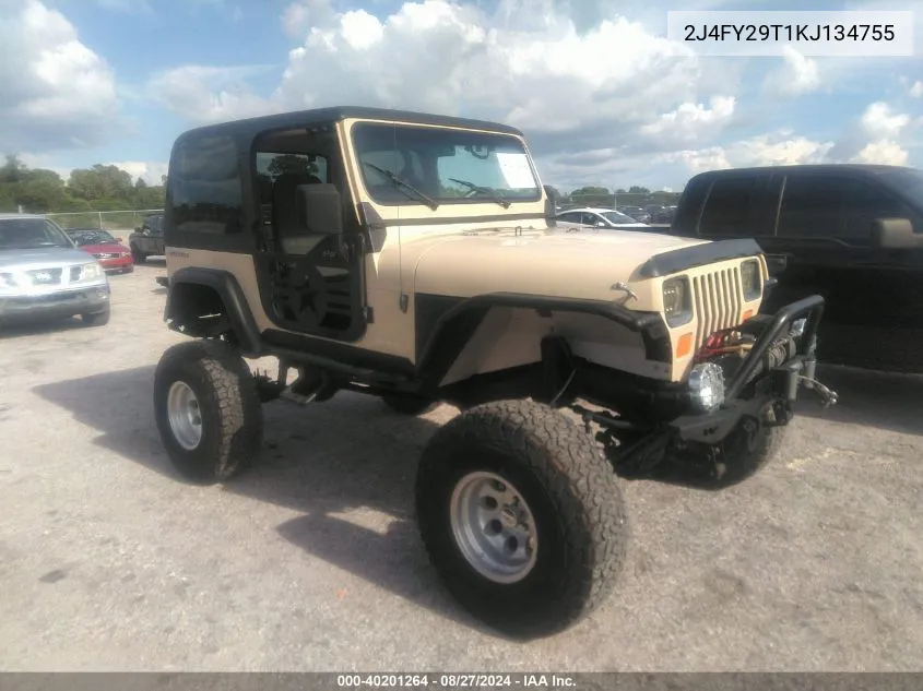 1989 Jeep Wrangler / Yj VIN: 2J4FY29T1KJ134755 Lot: 40201264