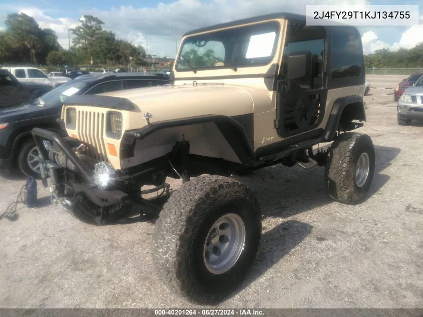 1989 Jeep Wrangler / Yj VIN: 2J4FY29T1KJ134755 Lot: 40201264