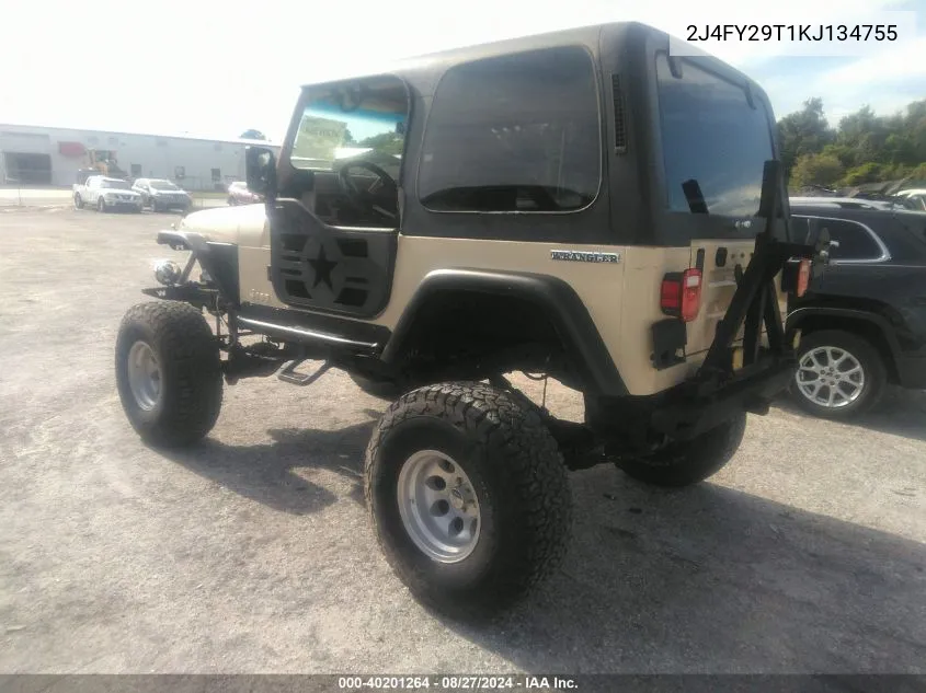 1989 Jeep Wrangler / Yj VIN: 2J4FY29T1KJ134755 Lot: 40201264