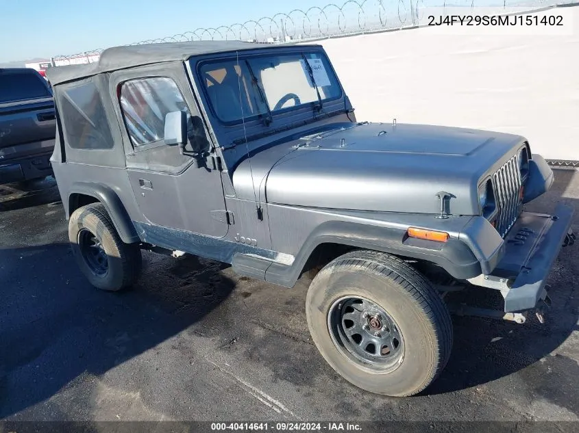 1991 Jeep Wrangler / Yj VIN: 2J4FY29S6MJ151402 Lot: 40414641