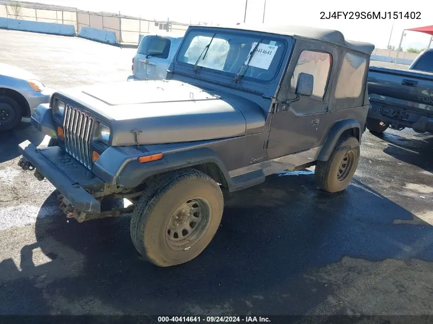 1991 Jeep Wrangler / Yj VIN: 2J4FY29S6MJ151402 Lot: 40414641