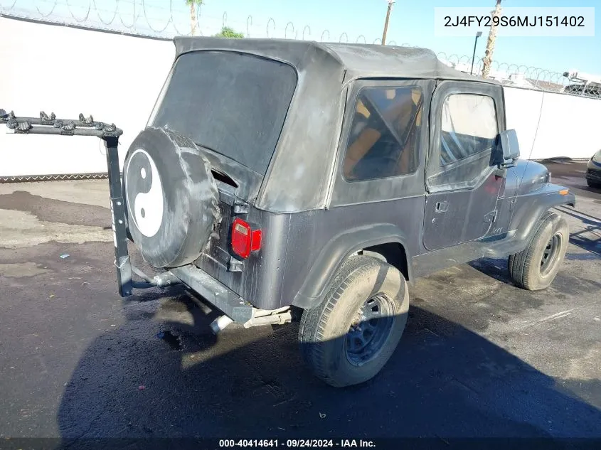 1991 Jeep Wrangler / Yj VIN: 2J4FY29S6MJ151402 Lot: 40414641