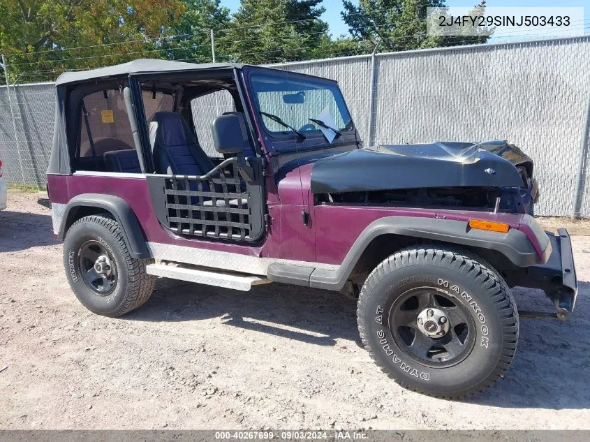 1992 Jeep Wrangler / Yj VIN: 2J4FY29SINJ503433 Lot: 40267699