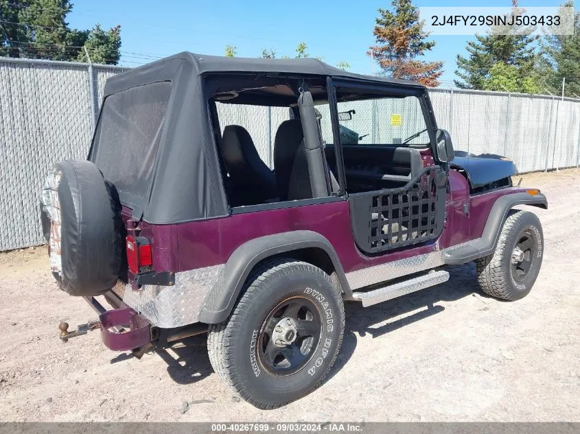 1992 Jeep Wrangler / Yj VIN: 2J4FY29SINJ503433 Lot: 40267699