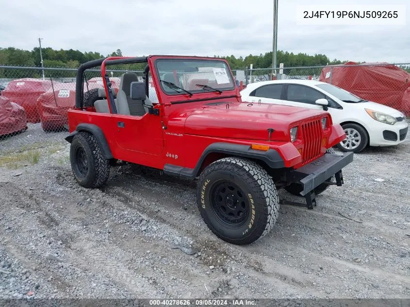 1992 Jeep Wrangler / Yj S VIN: 2J4FY19P6NJ509265 Lot: 40278626