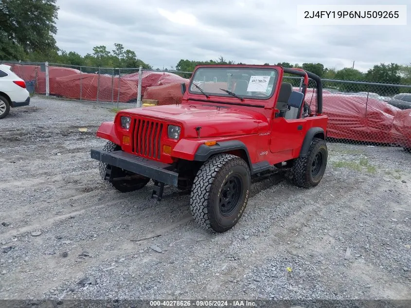 1992 Jeep Wrangler / Yj S VIN: 2J4FY19P6NJ509265 Lot: 40278626