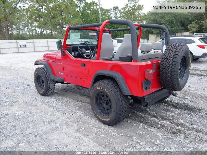 1992 Jeep Wrangler / Yj S VIN: 2J4FY19P6NJ509265 Lot: 40278626