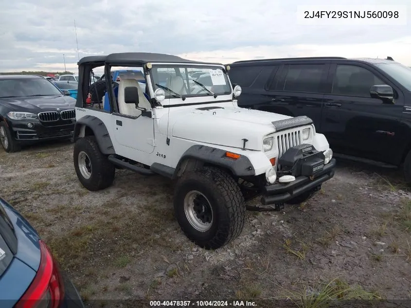 1992 Jeep Wrangler / Yj VIN: 2J4FY29S1NJ560098 Lot: 40478357