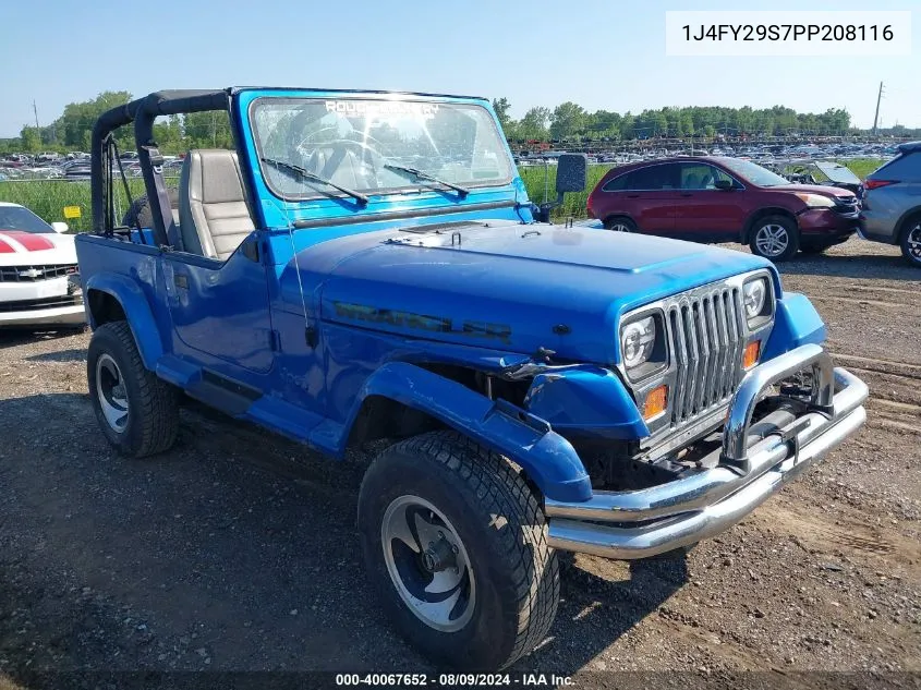 1993 Jeep Wrangler / Yj VIN: 1J4FY29S7PP208116 Lot: 40067652