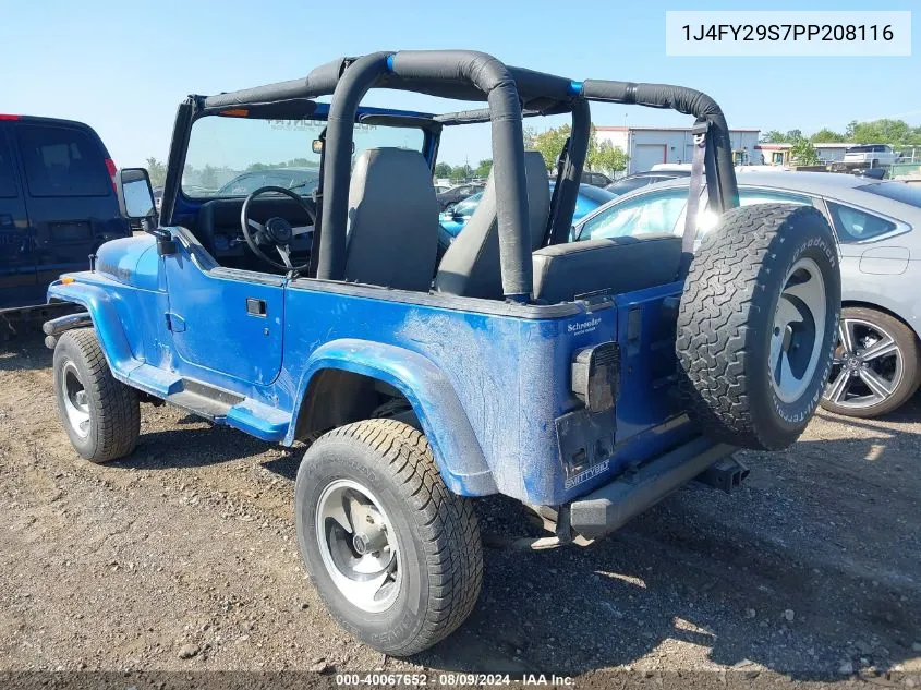 1993 Jeep Wrangler / Yj VIN: 1J4FY29S7PP208116 Lot: 40067652