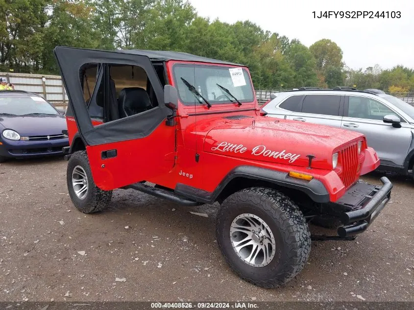 1993 Jeep Wrangler VIN: 1J4FY9S2PP244103 Lot: 40408526