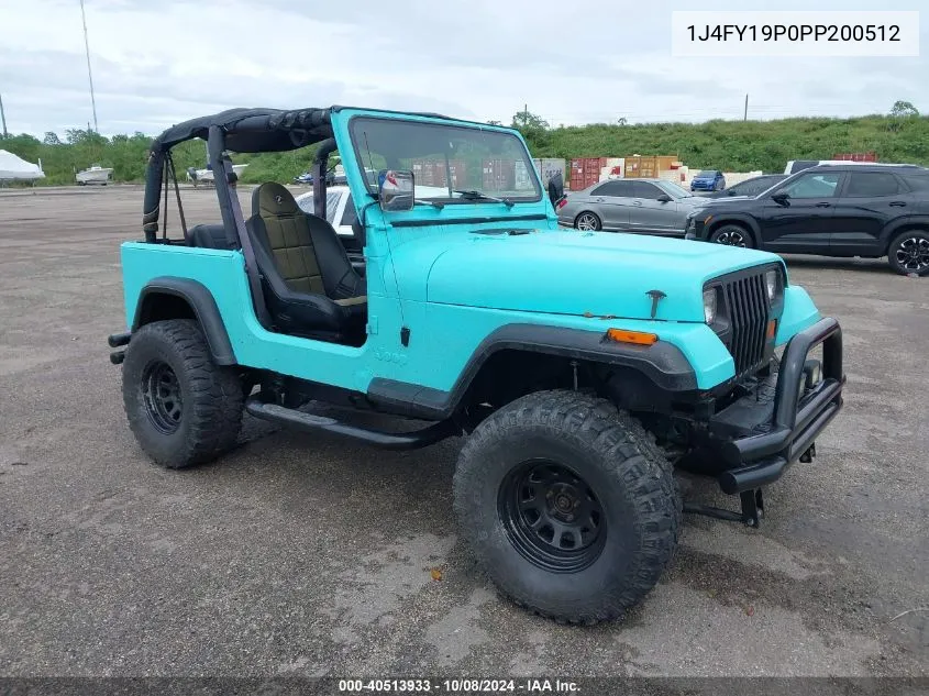 1993 Jeep Wrangler / Yj S VIN: 1J4FY19P0PP200512 Lot: 40513933