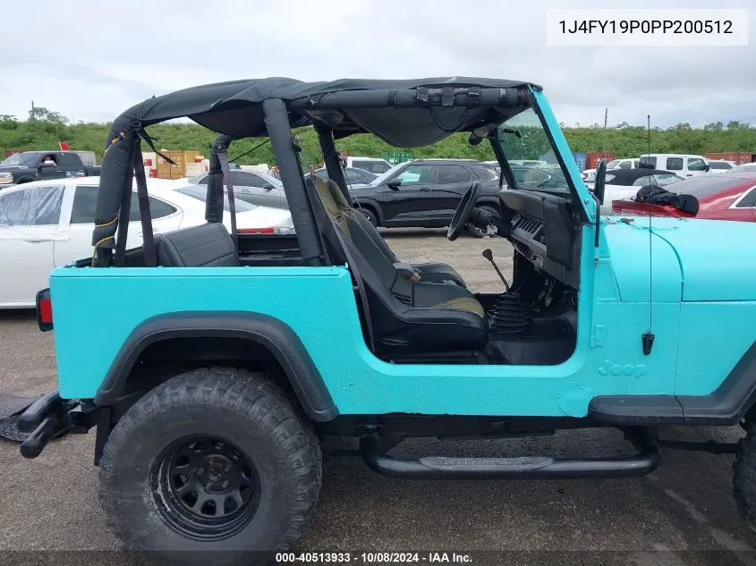 1993 Jeep Wrangler / Yj S VIN: 1J4FY19P0PP200512 Lot: 40513933