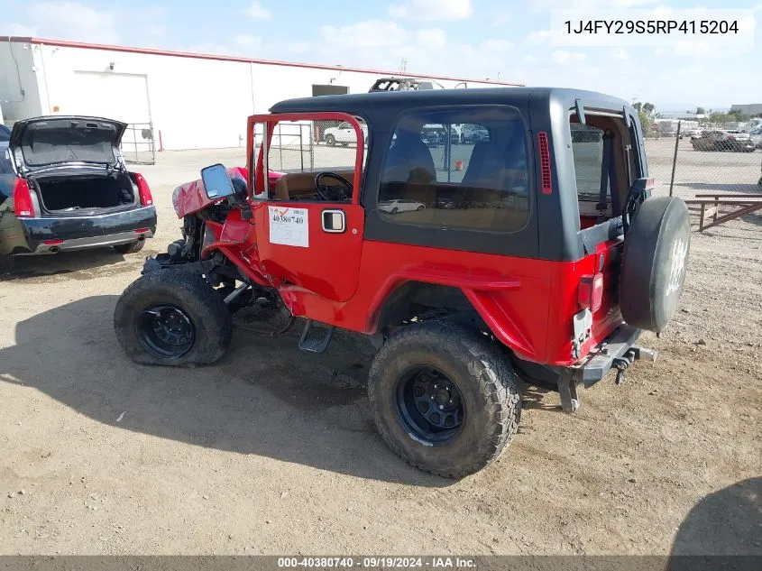 1994 Jeep Wrangler / Yj Se VIN: 1J4FY29S5RP415204 Lot: 40380740