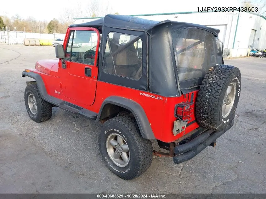 1994 Jeep Wrangler / Yj Se VIN: 1J4FY29SXRP433603 Lot: 40683529