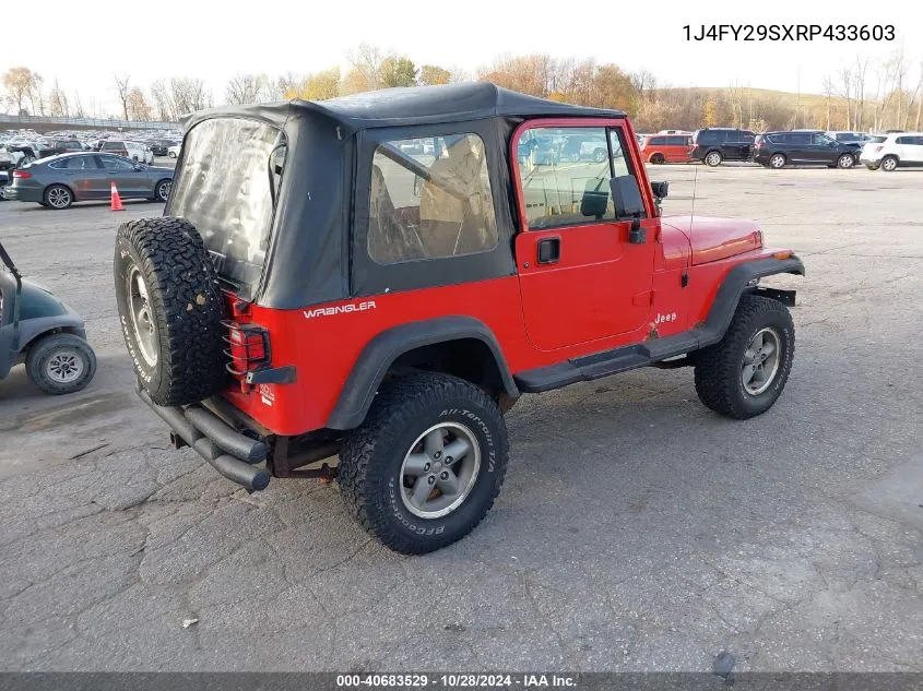 1994 Jeep Wrangler / Yj Se VIN: 1J4FY29SXRP433603 Lot: 40683529