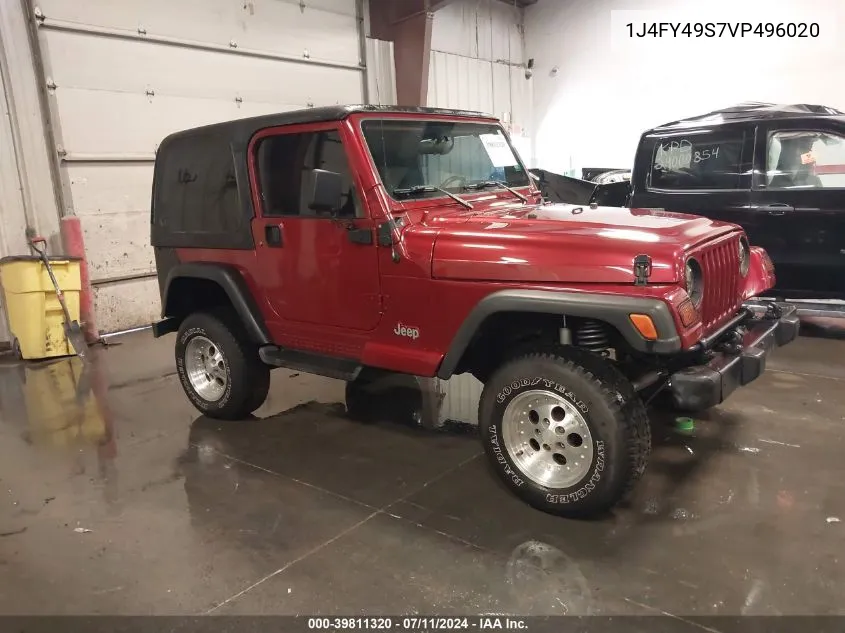 1997 Jeep Wrangler Sahara VIN: 1J4FY49S7VP496020 Lot: 39811320