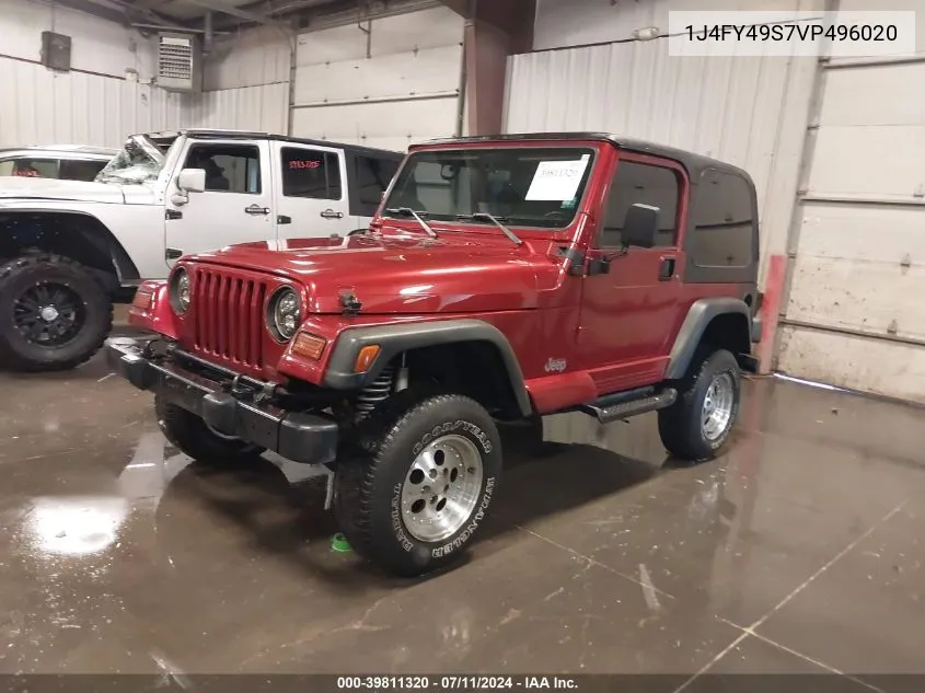 1997 Jeep Wrangler Sahara VIN: 1J4FY49S7VP496020 Lot: 39811320