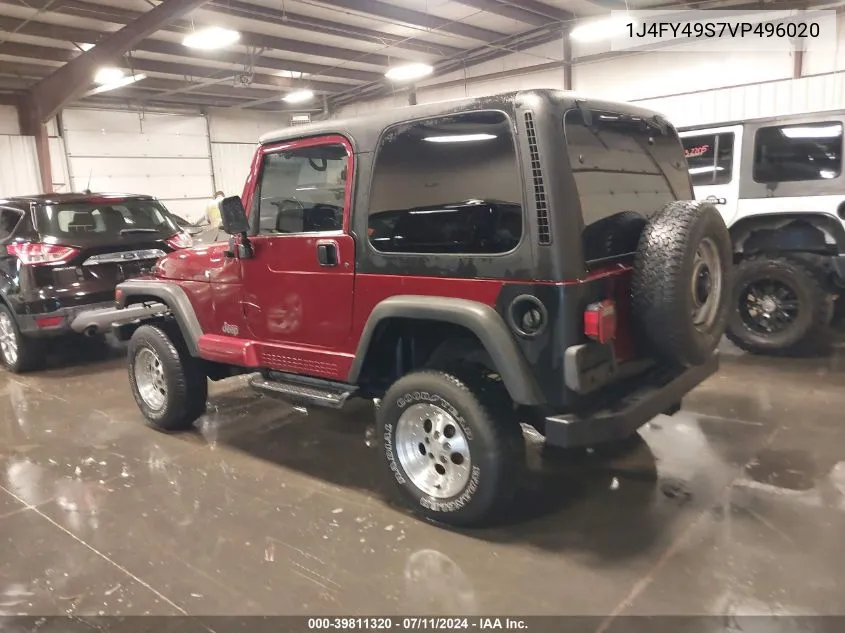 1997 Jeep Wrangler Sahara VIN: 1J4FY49S7VP496020 Lot: 39811320