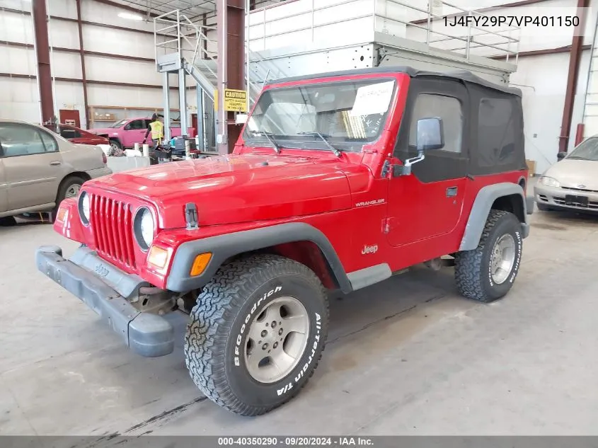 1997 Jeep Wrangler Se VIN: 1J4FY29P7VP401150 Lot: 40350290