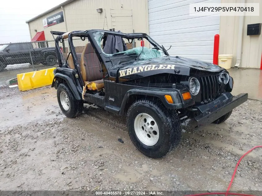 1997 Jeep Wrangler Se VIN: 1J4FY29P5VP470418 Lot: 40455578