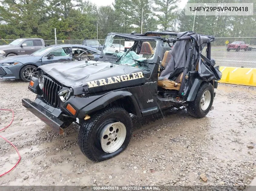 1997 Jeep Wrangler Se VIN: 1J4FY29P5VP470418 Lot: 40455578