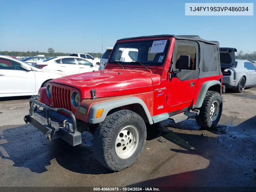 1997 Jeep Wrangler Sport VIN: 1J4FY19S3VP486034 Lot: 40663875