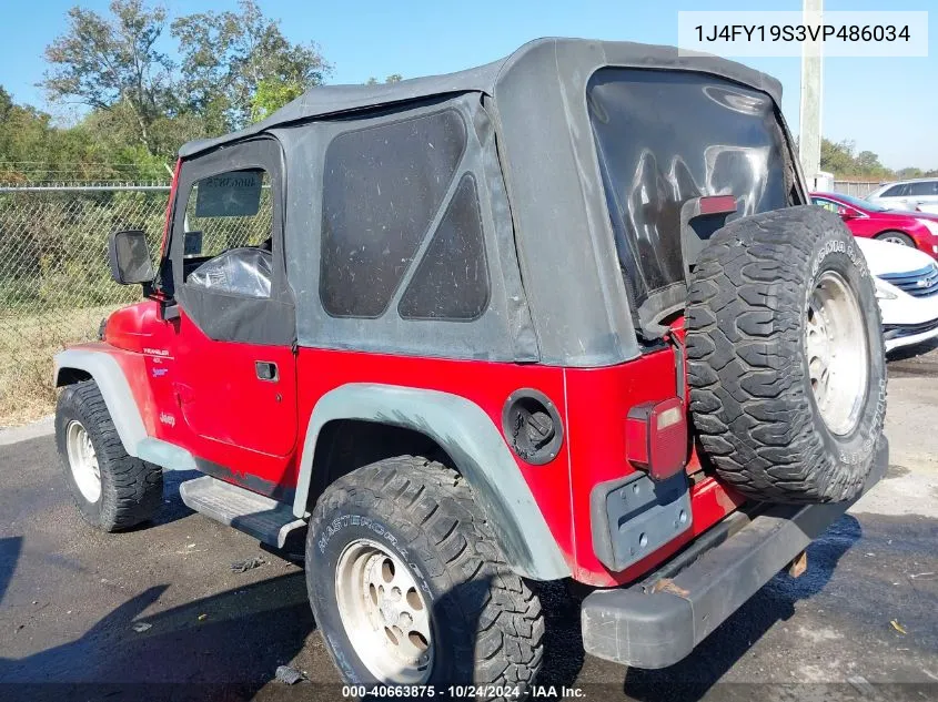 1997 Jeep Wrangler Sport VIN: 1J4FY19S3VP486034 Lot: 40663875