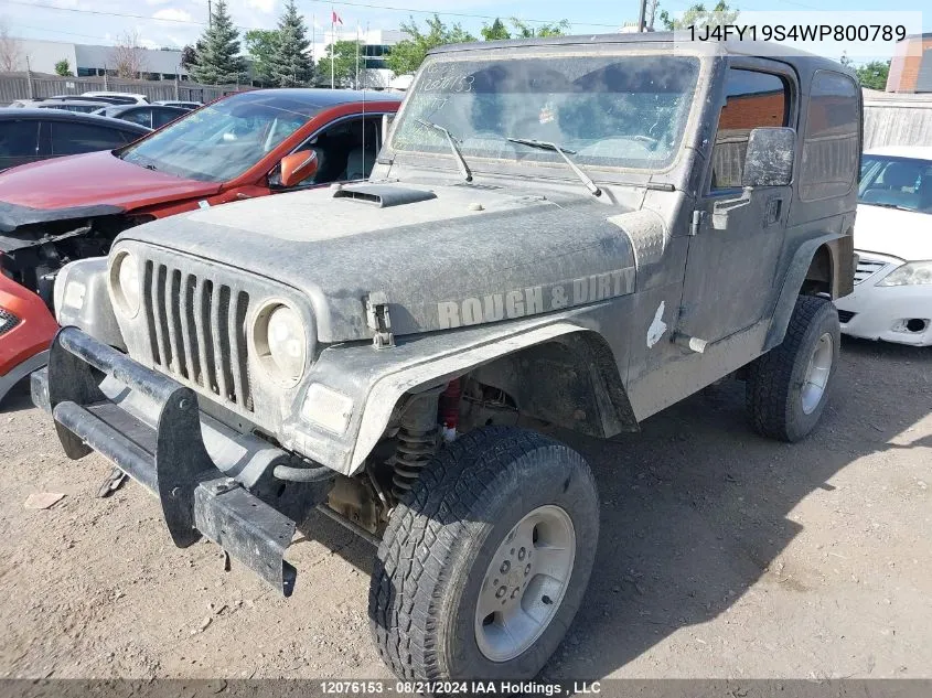 1998 Jeep Tj VIN: 1J4FY19S4WP800789 Lot: 12076153