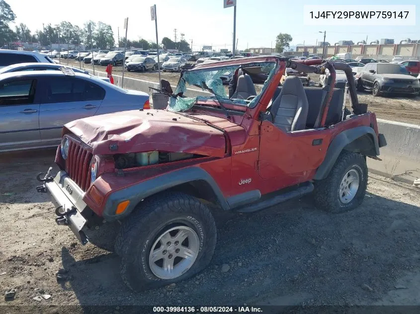 1J4FY29P8WP759147 1998 Jeep Wrangler Se