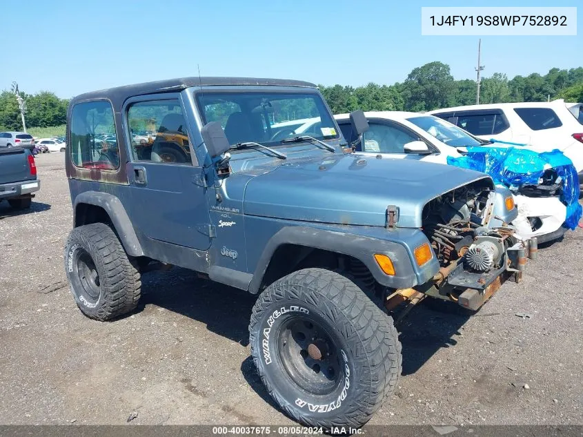 1J4FY19S8WP752892 1998 Jeep Wrangler Sport