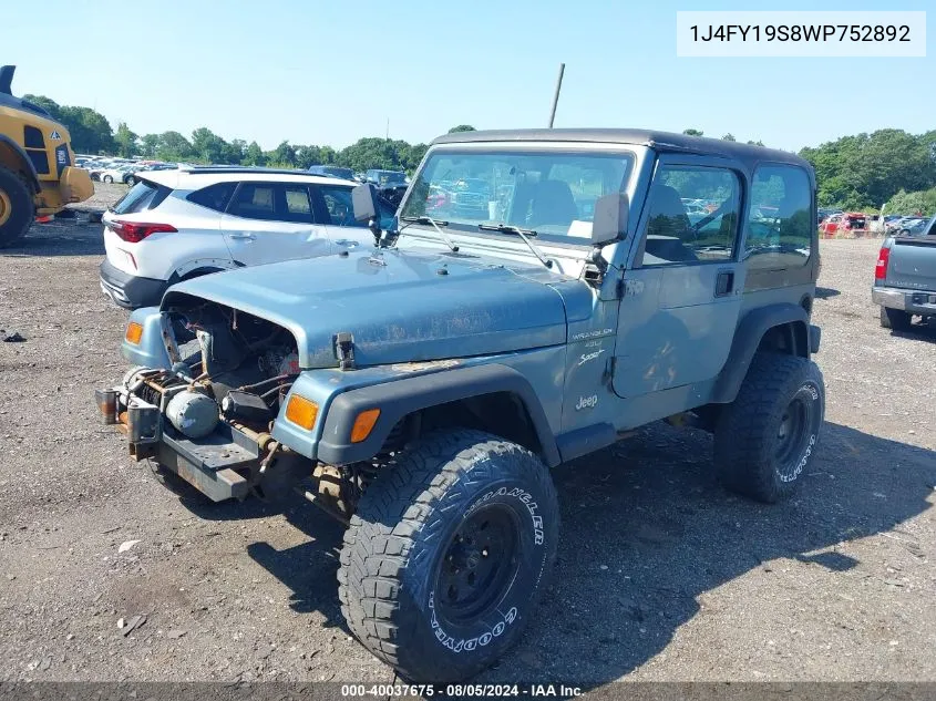 1J4FY19S8WP752892 1998 Jeep Wrangler Sport