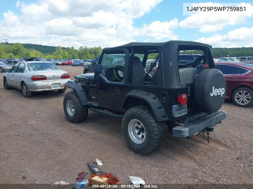 1J4FY29P5WP759851 1998 Jeep Wrangler Se