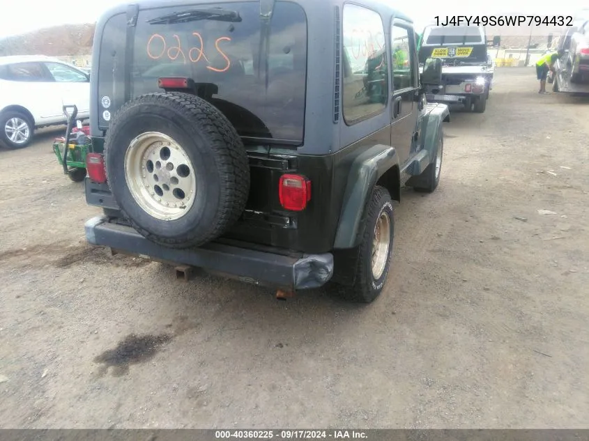 1998 Jeep Wrangler Sahara VIN: 1J4FY49S6WP794432 Lot: 40360225