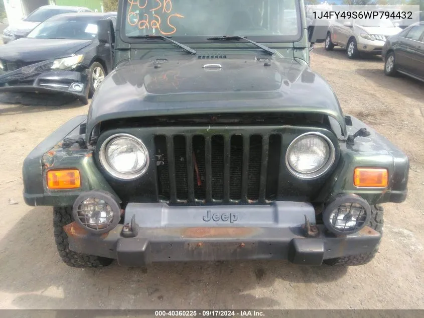 1998 Jeep Wrangler Sahara VIN: 1J4FY49S6WP794432 Lot: 40360225