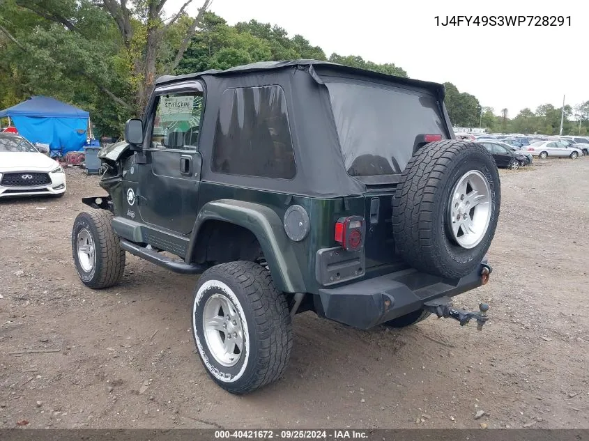 1J4FY49S3WP728291 1998 Jeep Wrangler Sahara